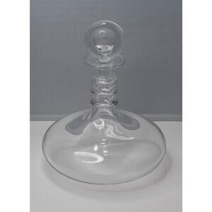 Baccarat Blown Glass Spiral Ring Neck Ship's DECANTER with Moon Stopper France